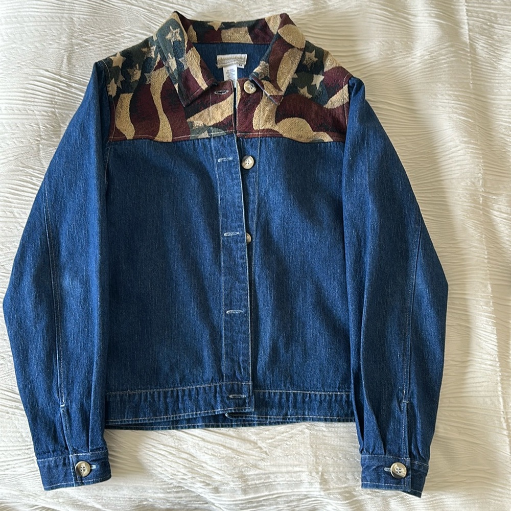 Coldwater creek patriotic denim jacket